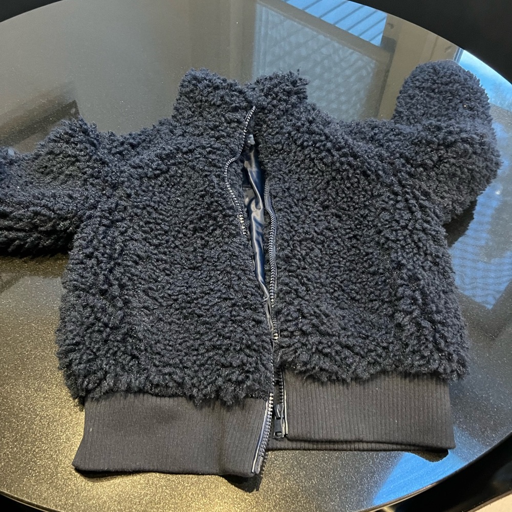 Kendall and Kylie navy blue fuzzy jacket